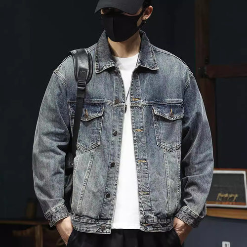 雷茨美式复古工装牛仔外套男