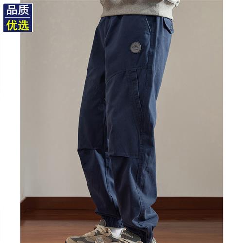 2025秋季新款男士休闲裤美式覆古纯棉宽松束脚运动长裤潮牌工装裤