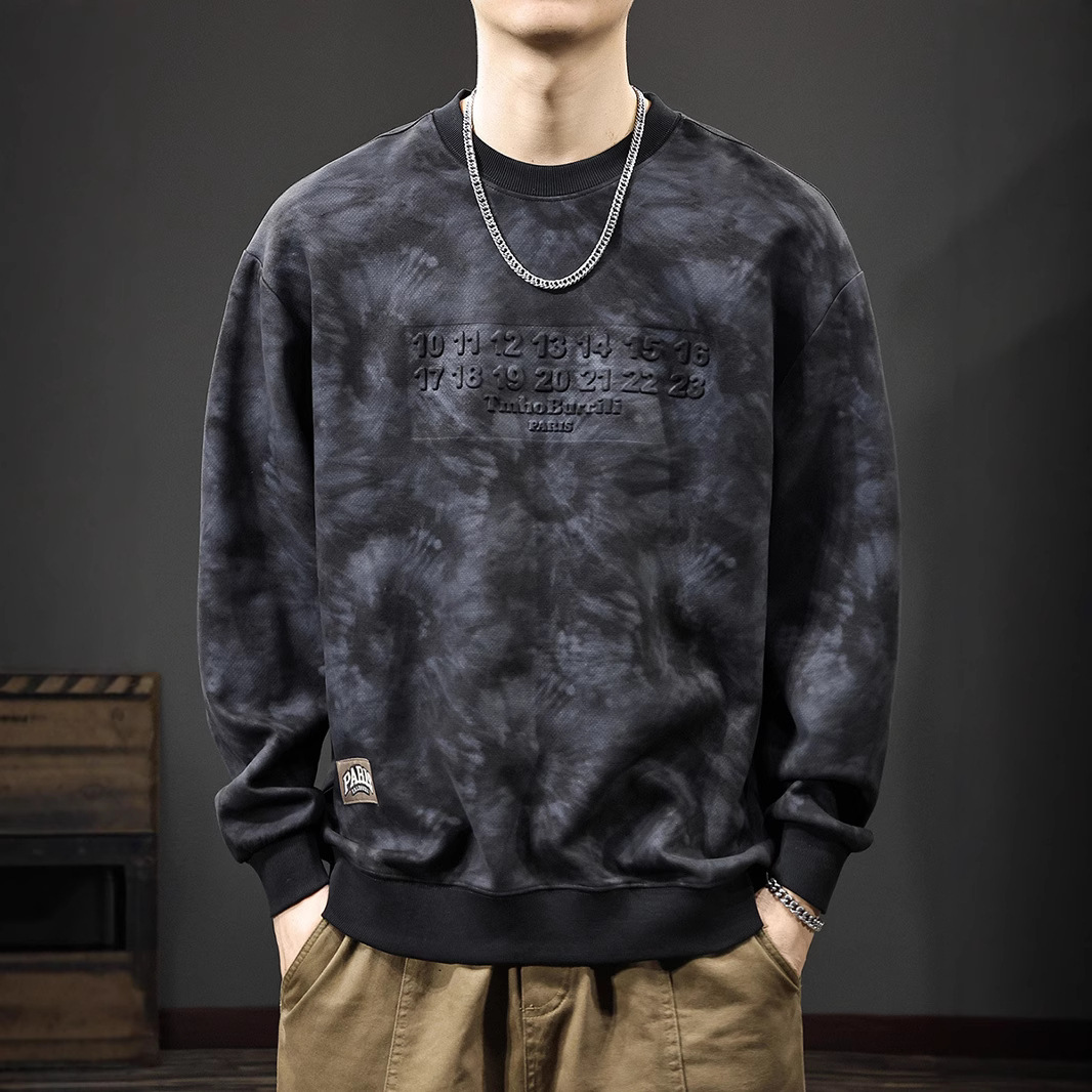 美式扎染钢印重磅男卫衣