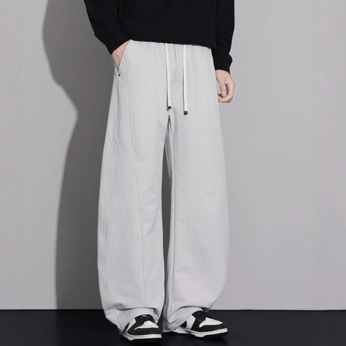 2026秋季四季新款欧日韩弯刀棉弹大码灰色直筒休闲裤男很轻PANTS