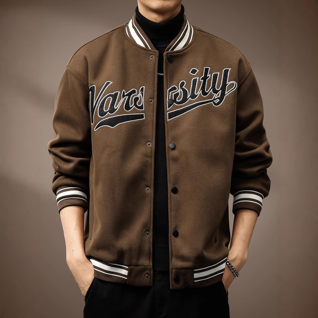 美式复古刺绣棒球服男外套