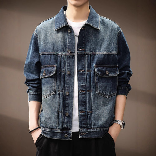 美式复古水洗牛仔男夹克