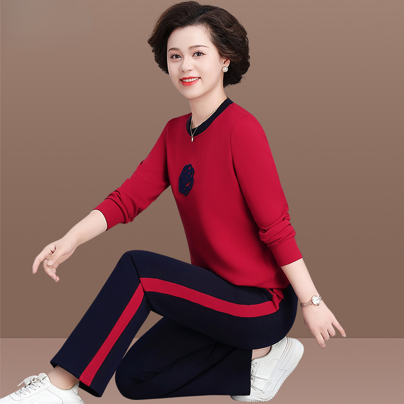 妈妈秋装套装2025新款时尚卫衣中老年女人春秋季休闲运动服两件套