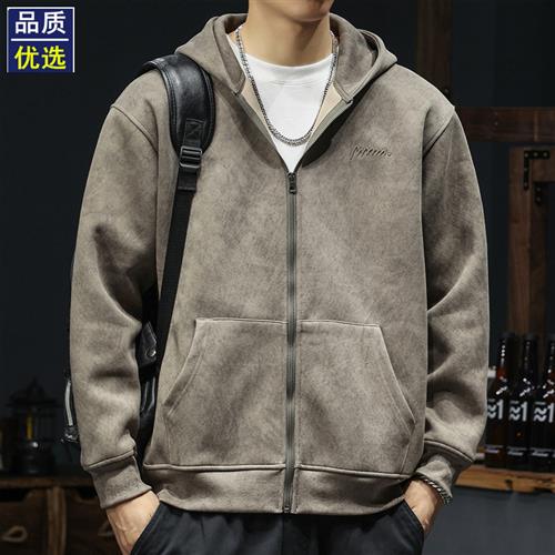 重磅扎染刺绣连帽卫衣男秋季新款宽松复古潮牌百搭开衫外套男