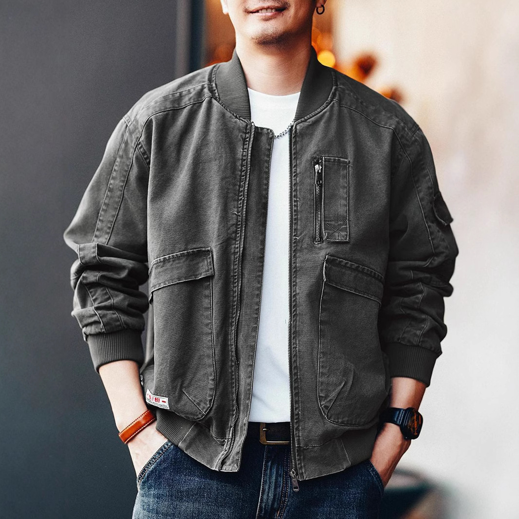 复古工装牛仔男夹克春季潮