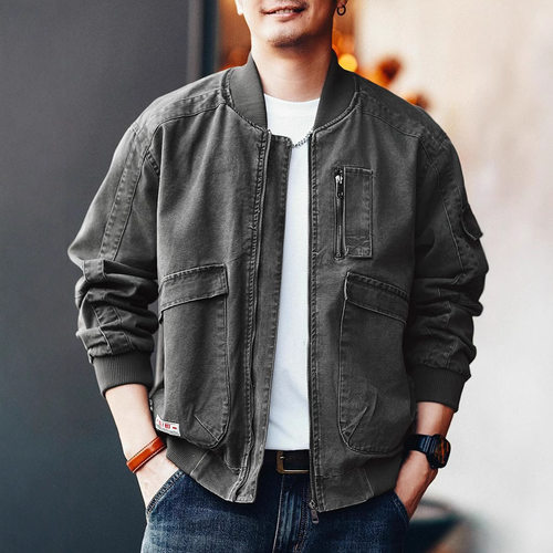 复古工装牛仔男夹克春季潮