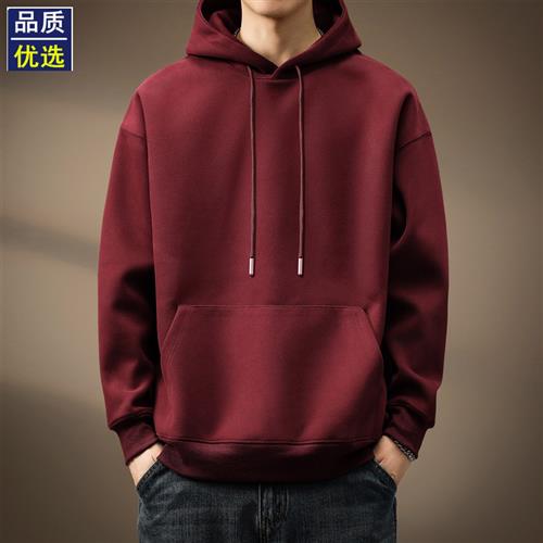 高端美式重磅本命年红色卫衣男2025春秋新款蛇年连帽打底衫上衣男