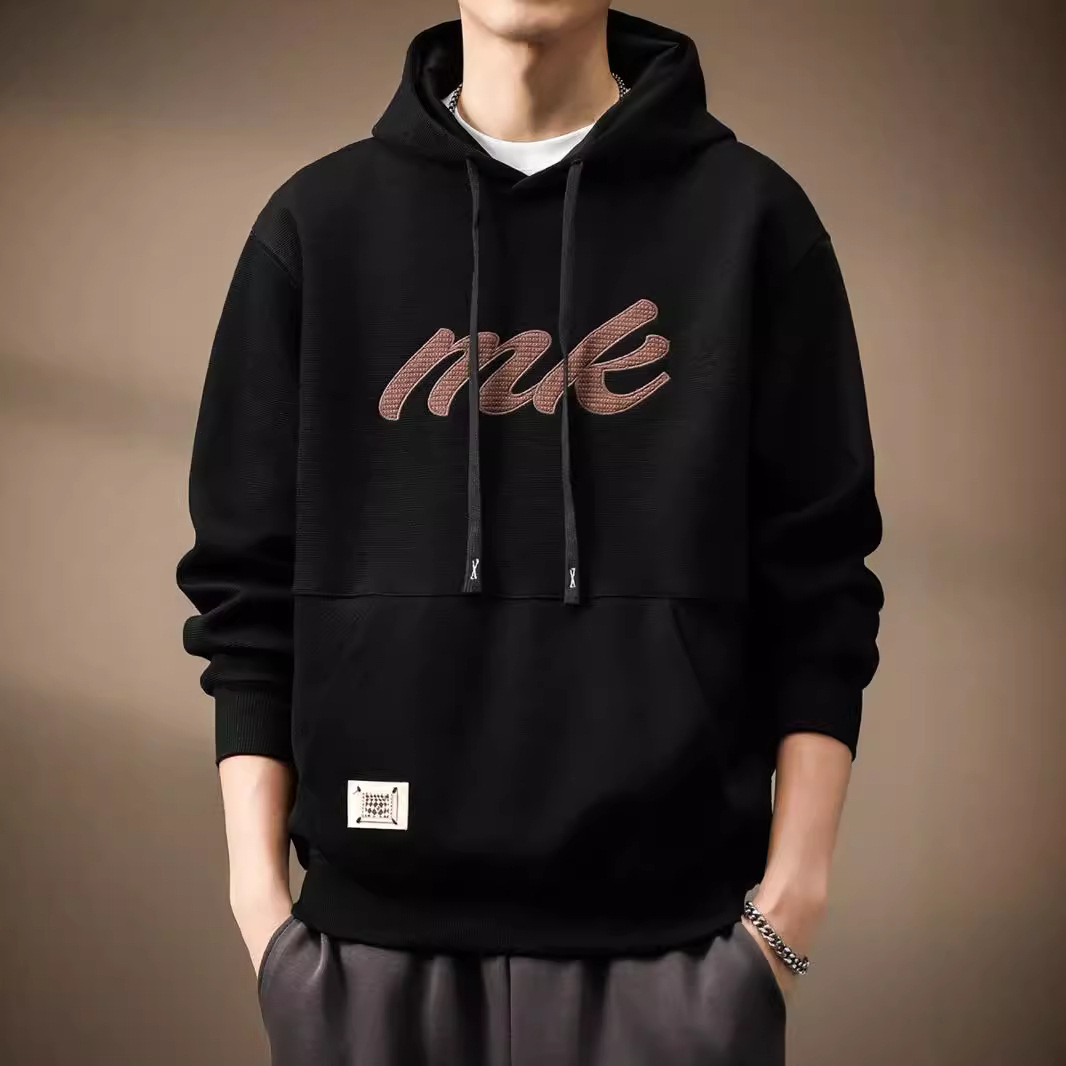 高端360g重磅刺绣连帽卫衣男