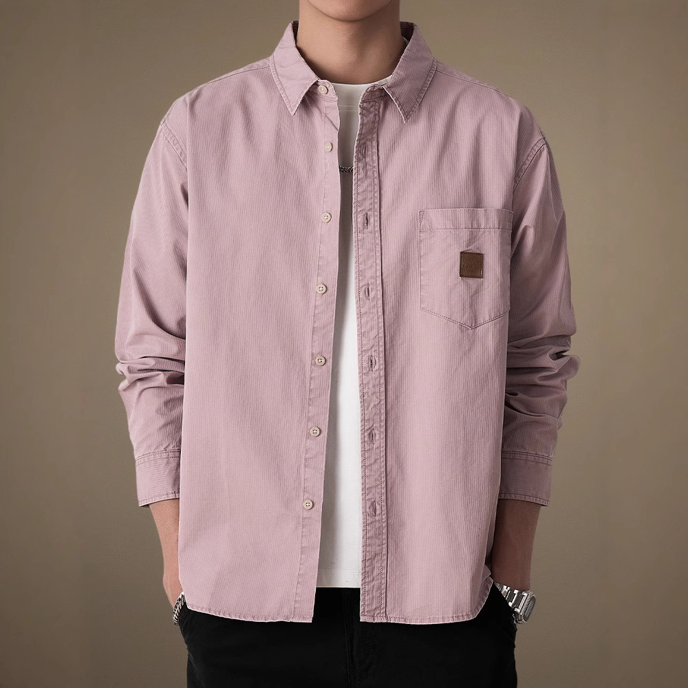 2025春新款纯棉条纹男衬衣