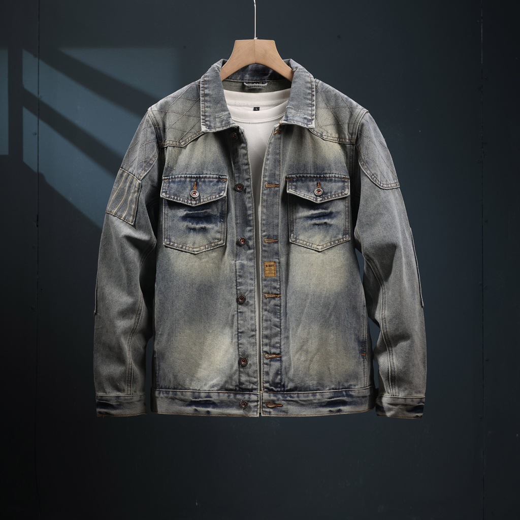 美式做旧水洗牛仔男夹克
