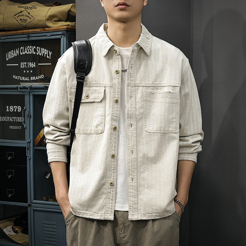 高端水洗工装衬衫男秋季新款