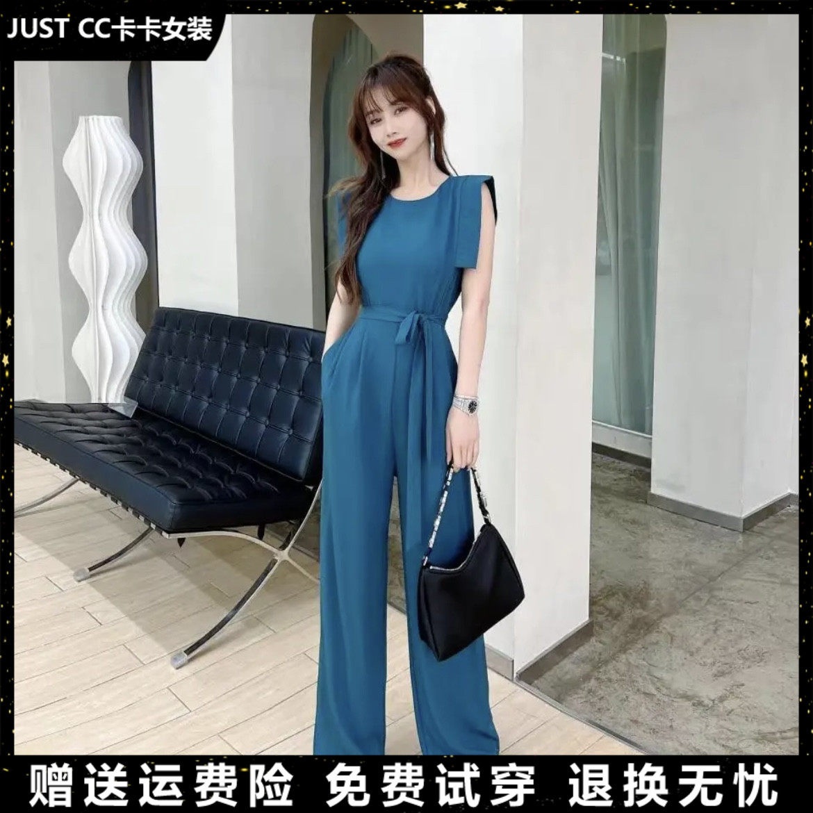 韩版纸片人长腿西装连体裤女