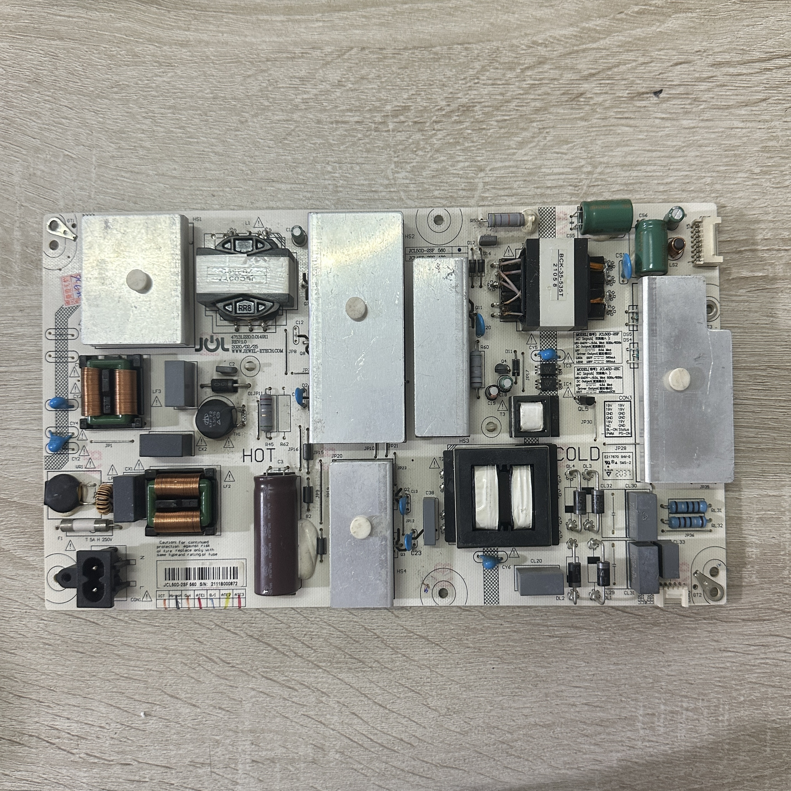 A原装长虹 65D8K 电源板JCL50D-2SF 560 47131.220.0.014911 实拍