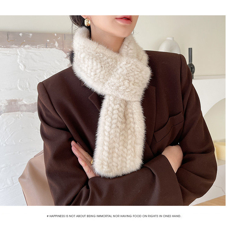 特卖水貂毛编织款围巾冬季女士保暖皮草围脖真毛天然色脖套