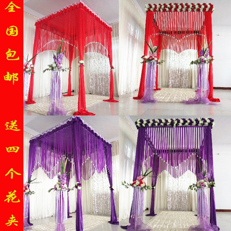 包邮新款婚庆丝带亭方亭婚礼仪式亭架子四角亭喜厅公主亭婚礼圆亭