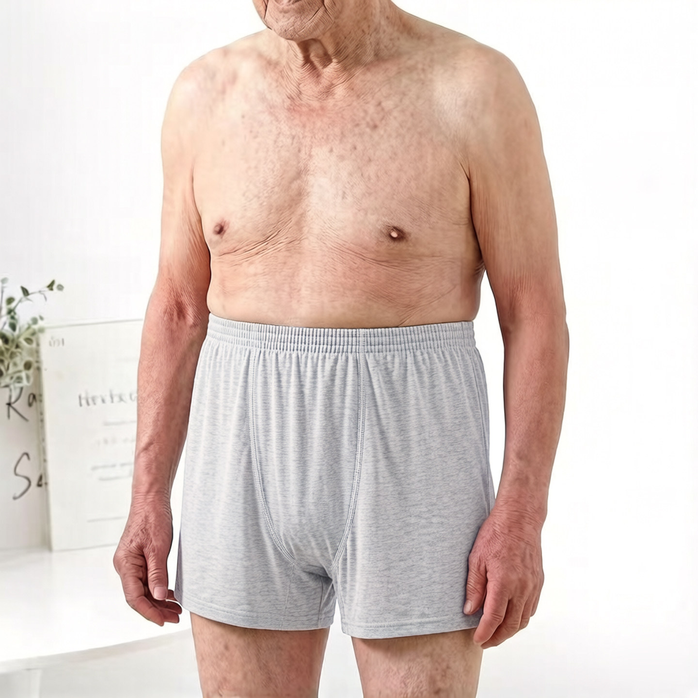 全棉中老年高腰内裤男士100%纯棉平角裤男宽腰大码加肥宽松四角裤
