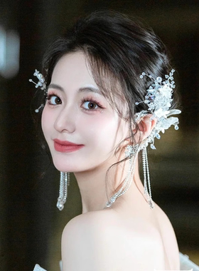 新娘耳挂式耳环婚纱结婚挂耳耳饰
