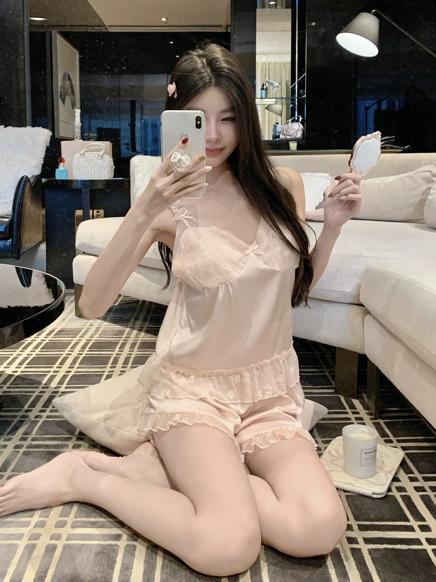 性感睡衣女款夏季2026新款丝绸套装纯欲露背带胸垫吊带睡裙春秋天