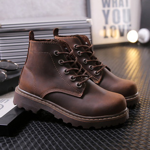 真皮马丁靴百搭工装靴短靴英伦复古休闲鞋靴子情侣鞋防水厚底增高