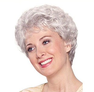 中老年花白假发女短发卷发舞台扮演慈祥妈妈老奶奶老太太表演假发
