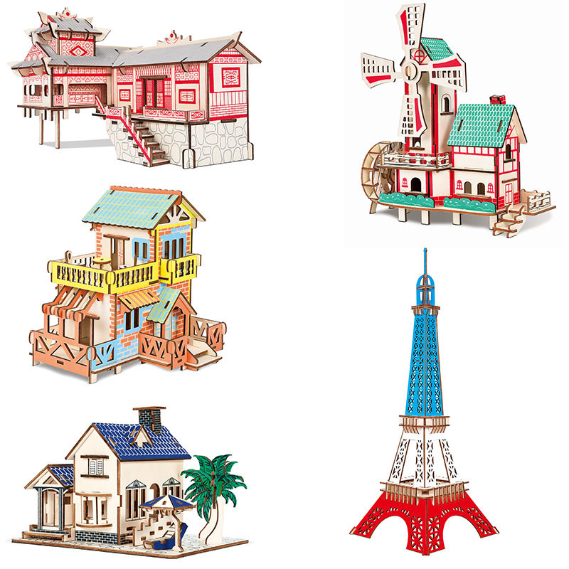新款木质海景别墅模型 3D拼图玩具激光板 儿童早教益智兴趣培养,玩具/童车/益智/积木/模型,游戏盒/多面体/忙碌板,淘宝优惠券,粉丝福利购,淘宝优惠卷
