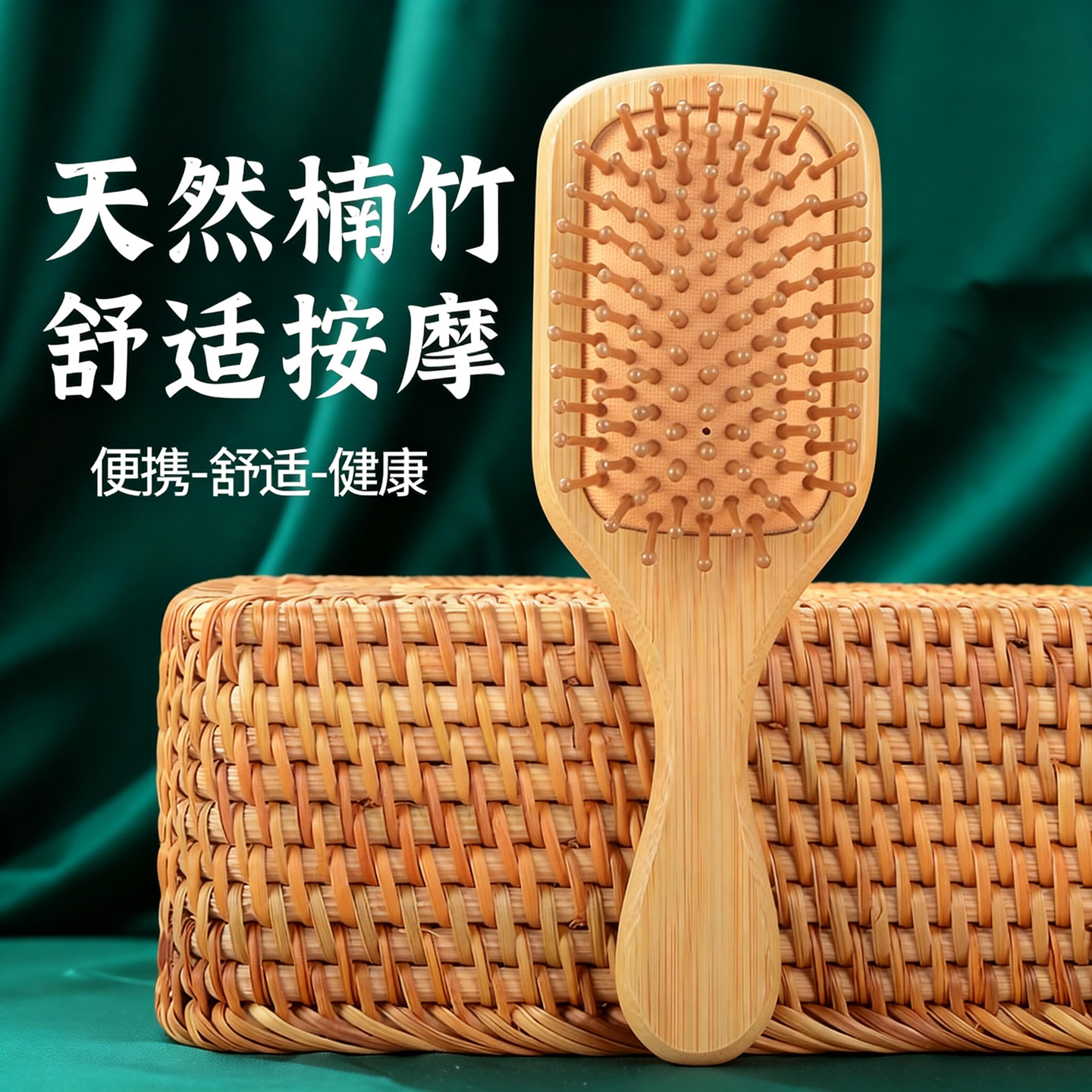 气垫梳子气囊梳按摩头部经络木梳楠竹女士专用长发头皮家用卷发梳