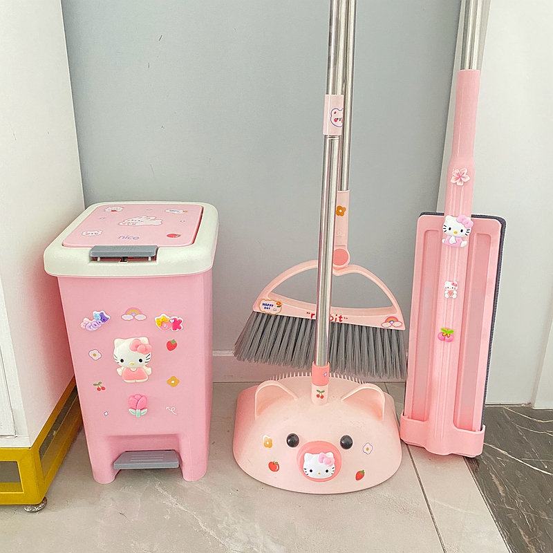 脚踩弹盖双开垃圾桶可爱粉色kt
