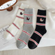 韩国袜子女秋冬新款 刺绣小狗中筒袜AB款 字母潮袜吸汗条纹堆堆袜女
