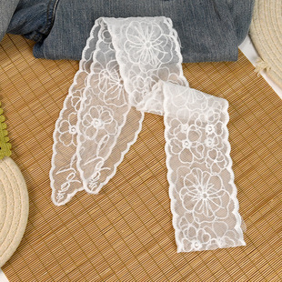 复古蕾丝花边丝巾长条女生百搭装饰领巾颈饰发带围巾叠搭腰带女