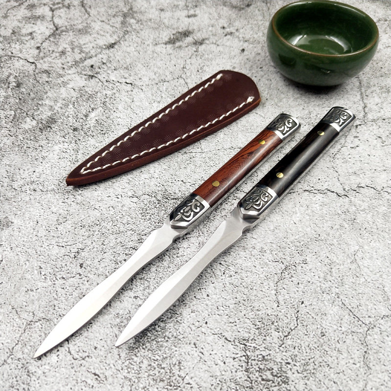 高档不锈钢茶刀手工普洱茶刀 黑檀木柄茶针黑茶 功夫茶道开茶刀