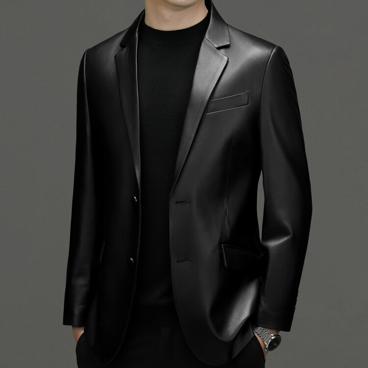 秋季皮夹克西装绵羊皮西服