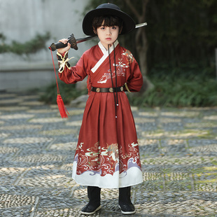 明制汉服男童锦衣卫飞鱼服春秋古装武侠风套装四大名捕表演出服装