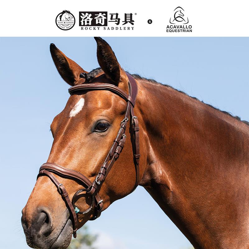 意大利Acavallo牛皮水勒 棕色马术运动洛奇马具8218089