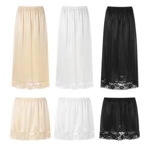 蕾丝中长半身裙A字打底短裙5090夏女加大码underskirt缎面内衬裙