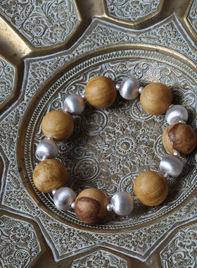 FHSTUDIO独家设计百搭小众秘鲁圣木925银纯银手镯手串新中式