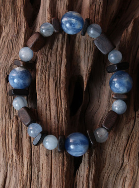 FHSTUDIO原创独立设计蓝晶石沉香木新中式高级禅意手镯手串