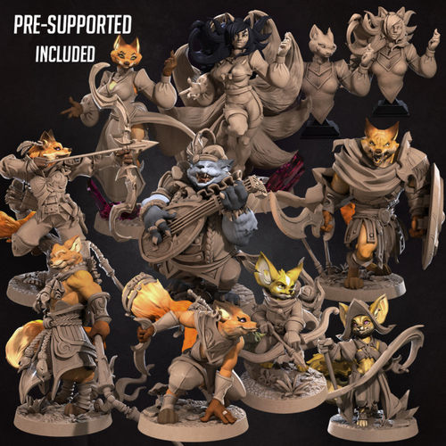 【狐狸族】猎人 法师游侠 吟游诗人 武僧战士 修女仆 dnd跑团模型