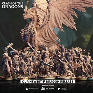 【巨龙之战】银黑龙裔 圣武士 远古龙 狗头人DND棋子桌游跑团模型