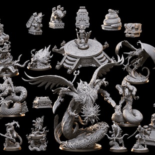 【蛇神之墓】人类 蛇人 德鲁伊 圣武士 石像鬼 DND桌游战棋模型