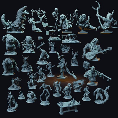 【诅咒森林】人类 德鲁伊 精灵 狂蛙人 树人 DND桌游跑团战棋模型