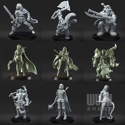 【地牢爬行者】人类 矮人 兽人 战士  DND龙与地下城棋子桌游模型