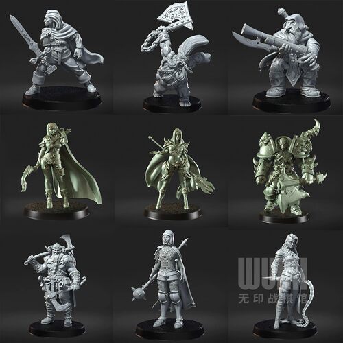 【地牢爬行者】人类 矮人 兽人 战士  DND龙与地下城棋子桌游模型