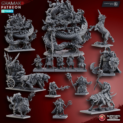 【幕府】兽人武士 麒麟  酋长 巫医 战车 龙中古战锤桌游战棋模型