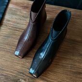 2061 复古牛仔 粗跟中跟低跟短靴女靴时尚 1冬季 女方头秋季