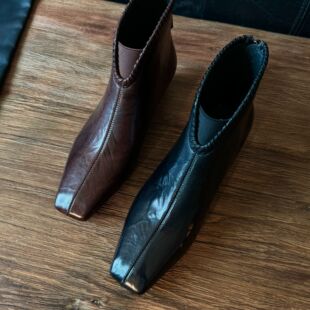 粗跟中跟低跟短靴女靴时尚 女方头秋季 复古牛仔 1冬季 2061