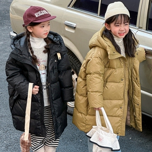 韩国童装儿童新款男女童白鸭绒加厚长款连帽韩版宽松羽绒服外套