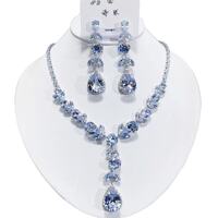 A two-piece set of luxurious zirconia rhinestone necklaces and earrings from Europe and America, exquisite jewelry for brides' wedding gowns and evening gowns thumbnail 4