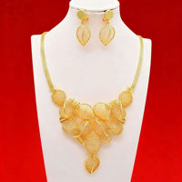 Dubai gold-plated gemstone necklace set, exquisite wedding accessories for African brides, and new trendy accessories from Europe and America thumbnail 4