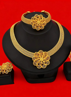 欧美花朵金色复古晚宴礼服配饰