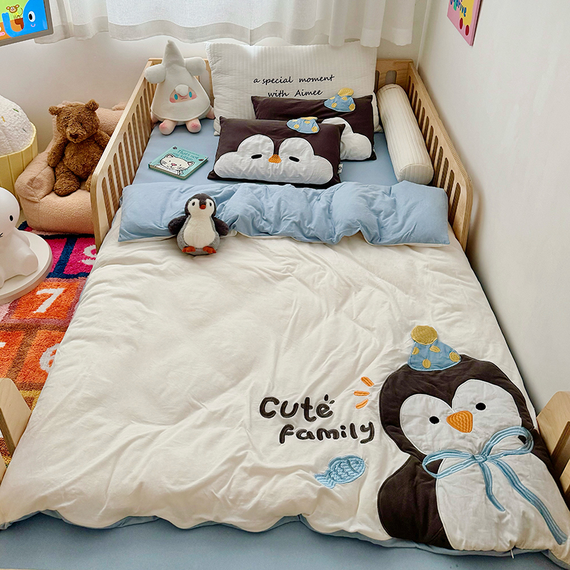 A类全棉针织棉冬被 可拆洗儿童春秋被纯棉被子被芯单人棉被150200